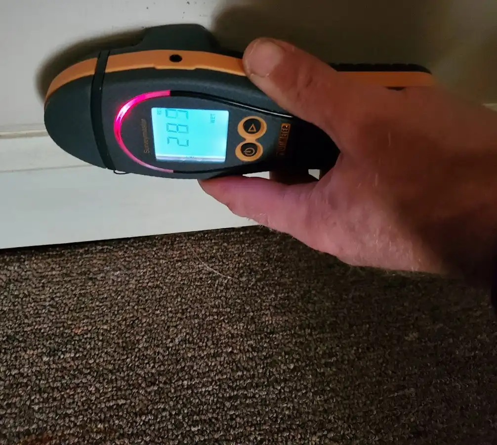 Moisture detection at baseboard during Sewage Cleanup & Sanitation in Innsbrook